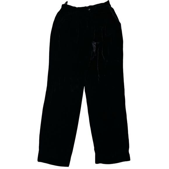 Anne Klein Pants - Anne Klein II Velvet Pants Black Wide Leg Trousers Womens‎ 10 Quiet Luxury
